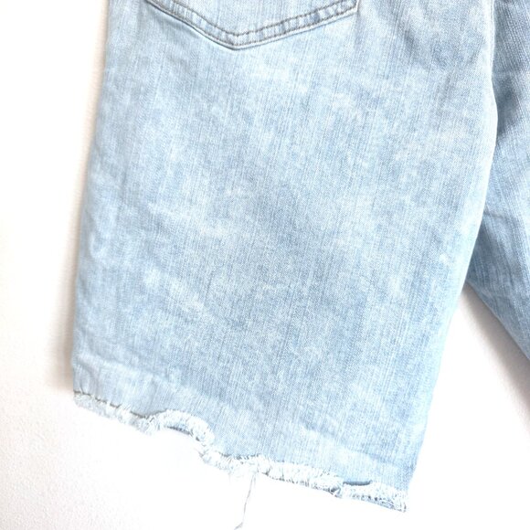 Torrid Distressed Perfect High-Rise Stretch + Rigid Bermuda Denim Shorts, Cutoff - Picture 11 of 12